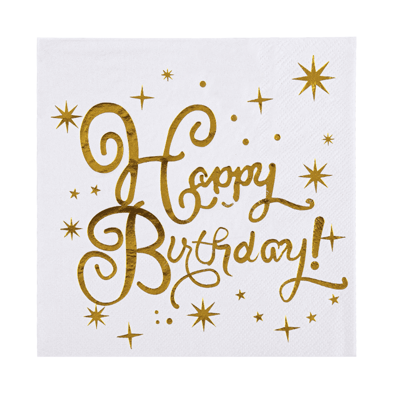 33x33 Hyvää syntymäpäivää cocktail -lautasliinat 3PLY -paperi -lautasliinat kuuma leimaus SJ3301 33x33 Hyvää syntymäpäivää cocktail -lautasliinat 3PLY -paperi -lautasliinat kuuma leimaus SJ3301